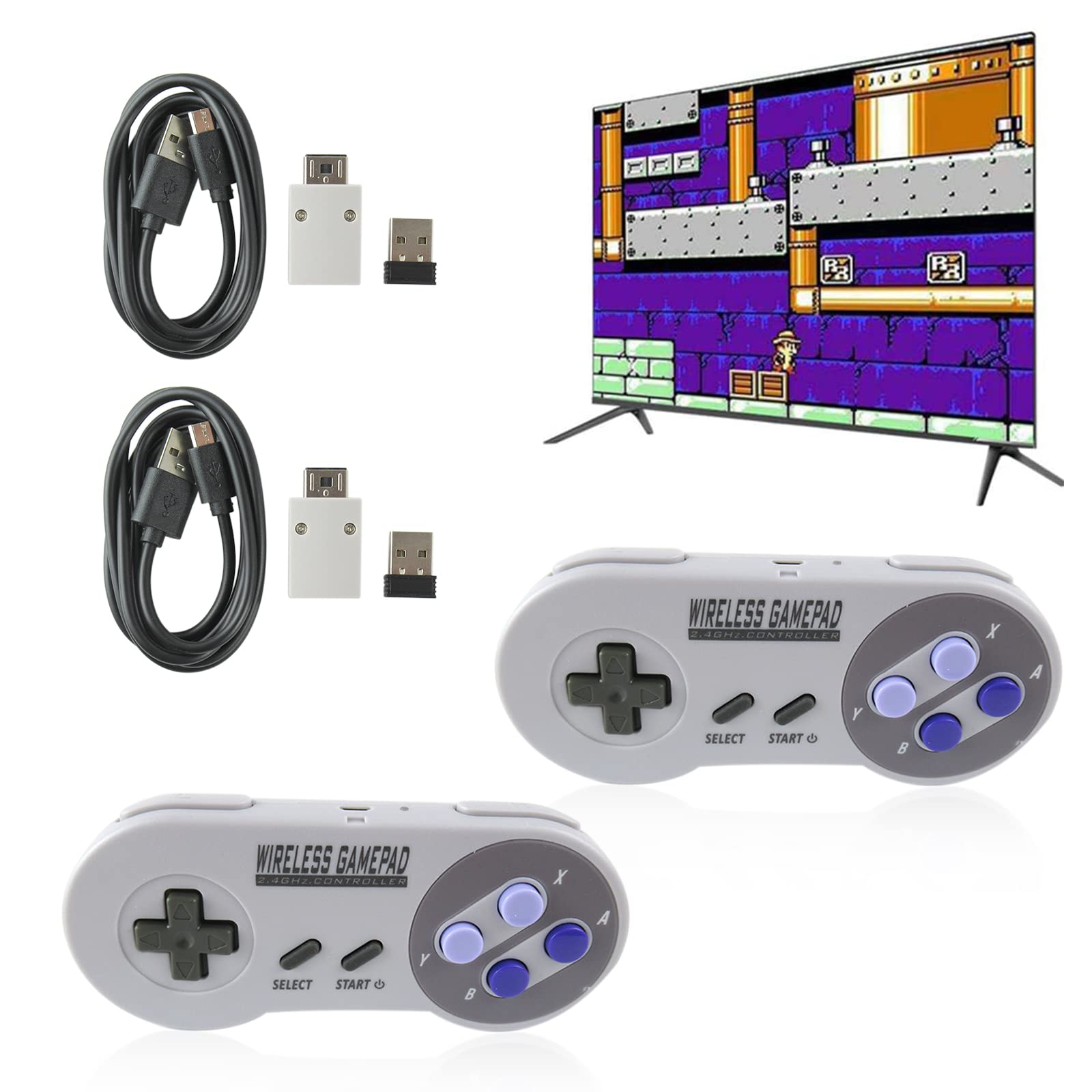 Amazon.co.jp: 2個パック 2.4GHz ワイヤレスコントローラー Mini SNES